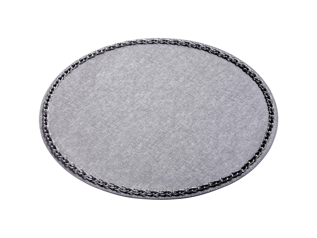 Yuvarlak Silver Zincirli Gri Amerikan Servis