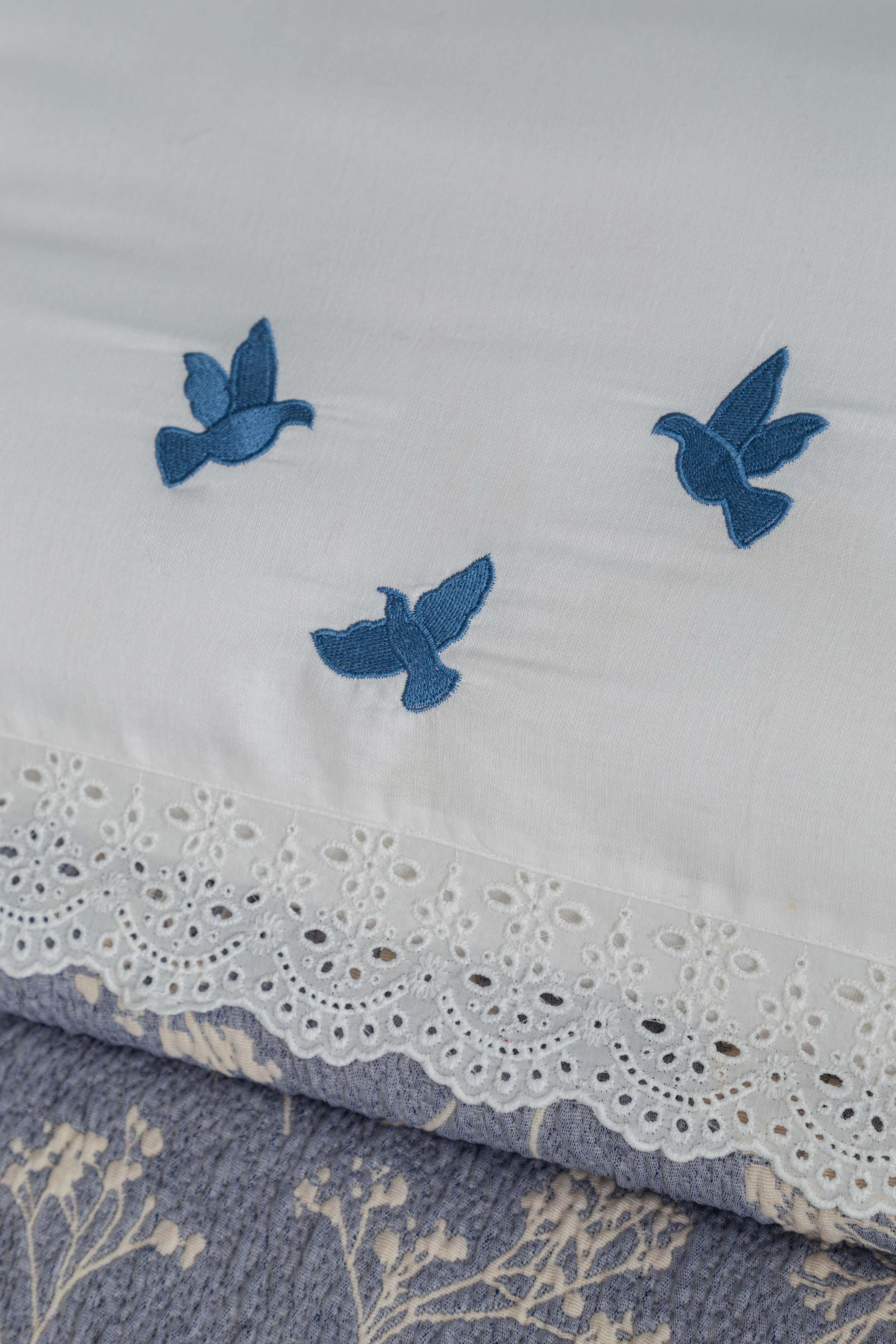 Apricitas Home Albatros Indıgo Çift Kişilik Timeless Prime Set Yatak Örtüsü Nevresim Takımı
