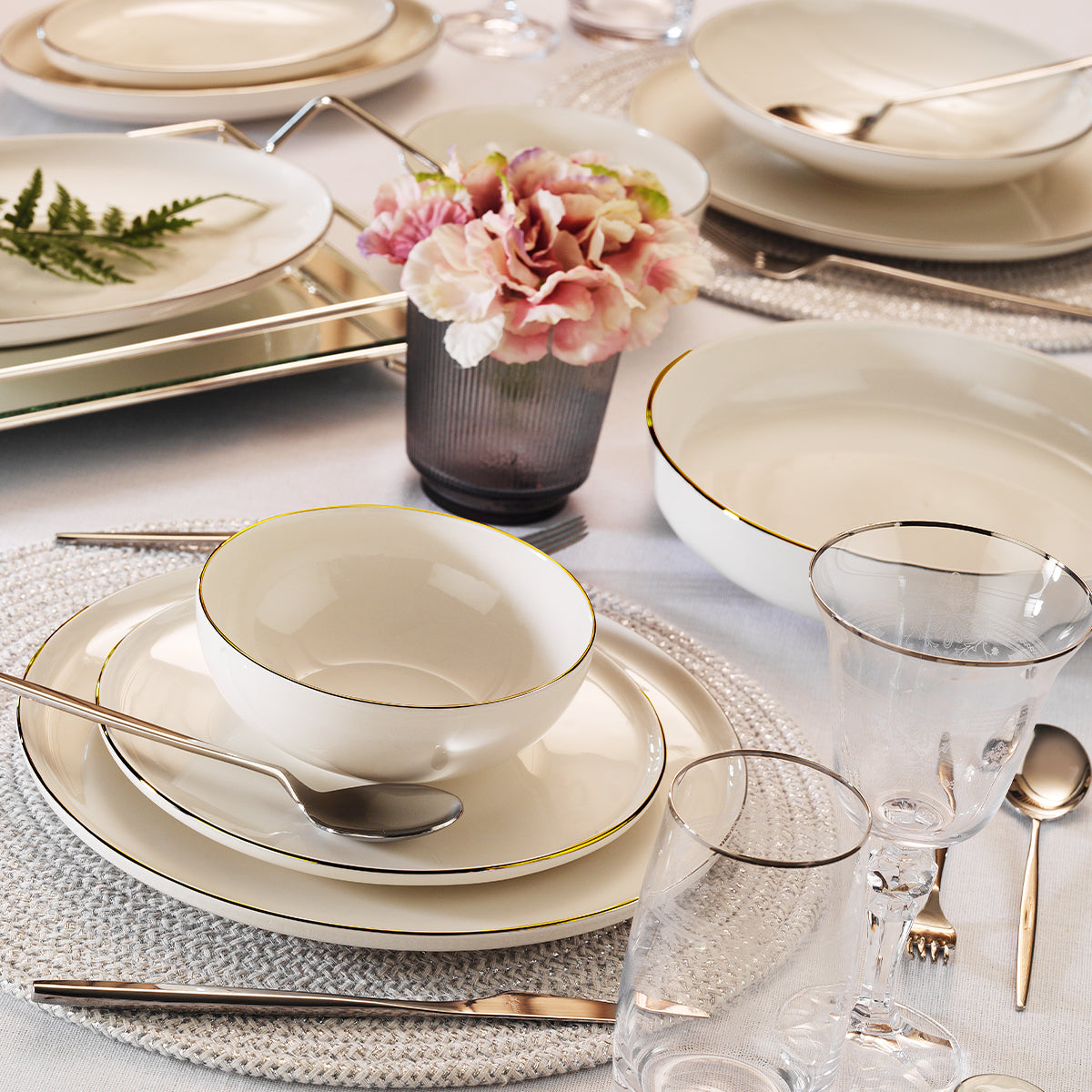 Aryıldız Aria Gold 12 Kişilik 58 Parça Yemek Takımı