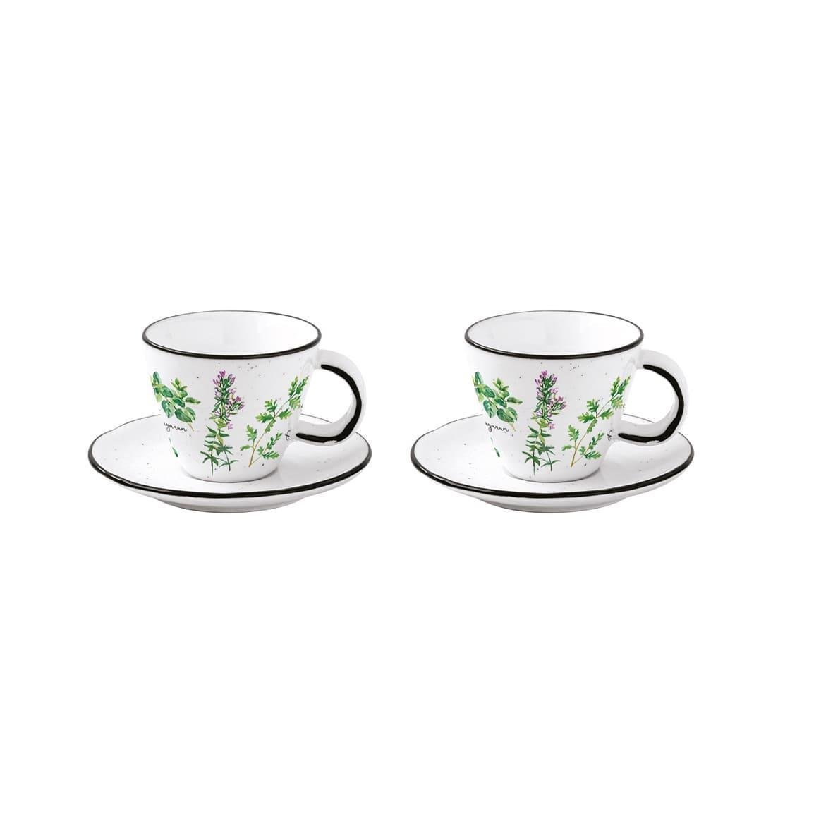 Easy Life Herbarium 2'li Porselen Kahve Fincan 120 ml ve Tabağı Seti