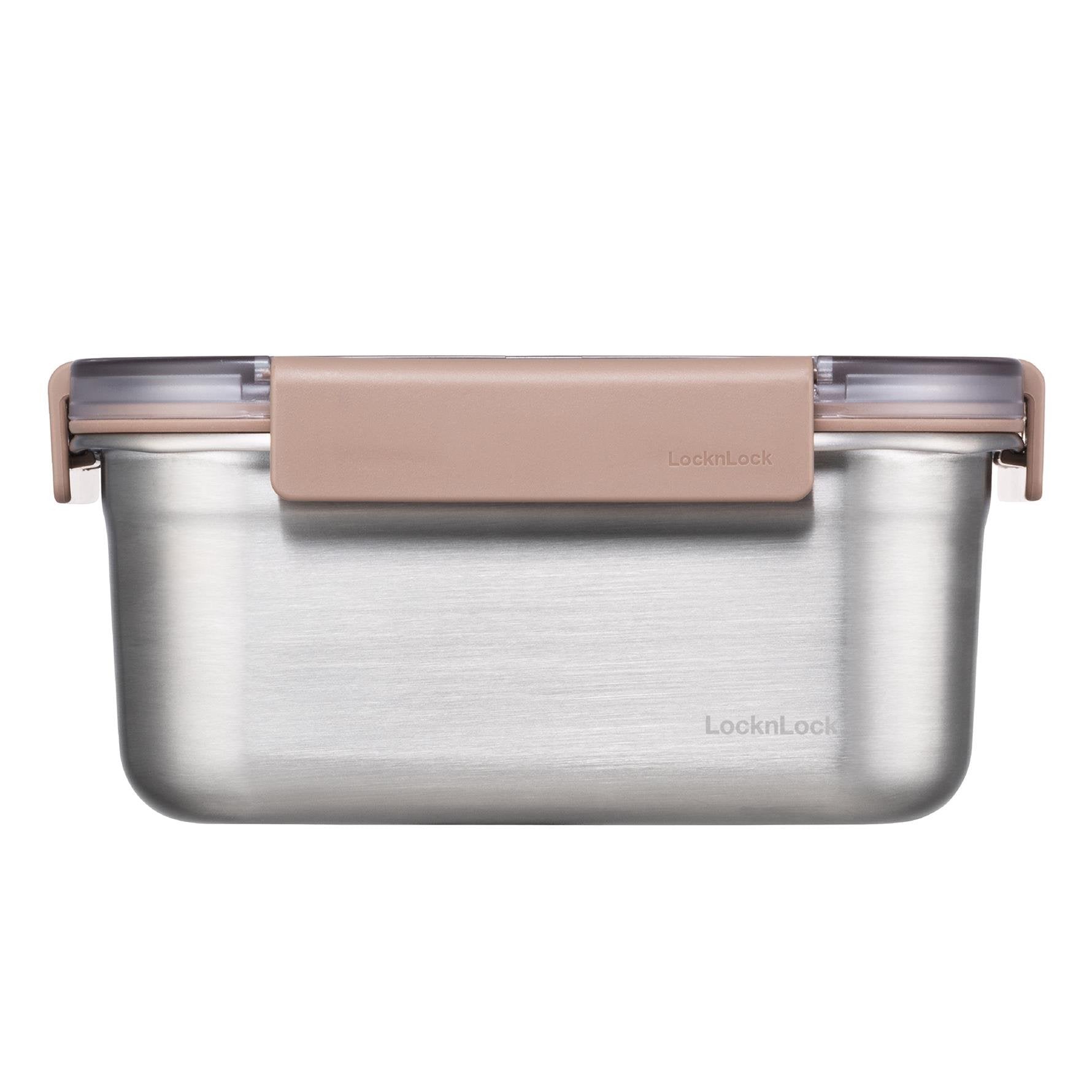 LocknLock Paslanmaz Çelik Fırın & Saklama Kabı Dörtgen Kilitli 1.5 Lt - Kahverengi