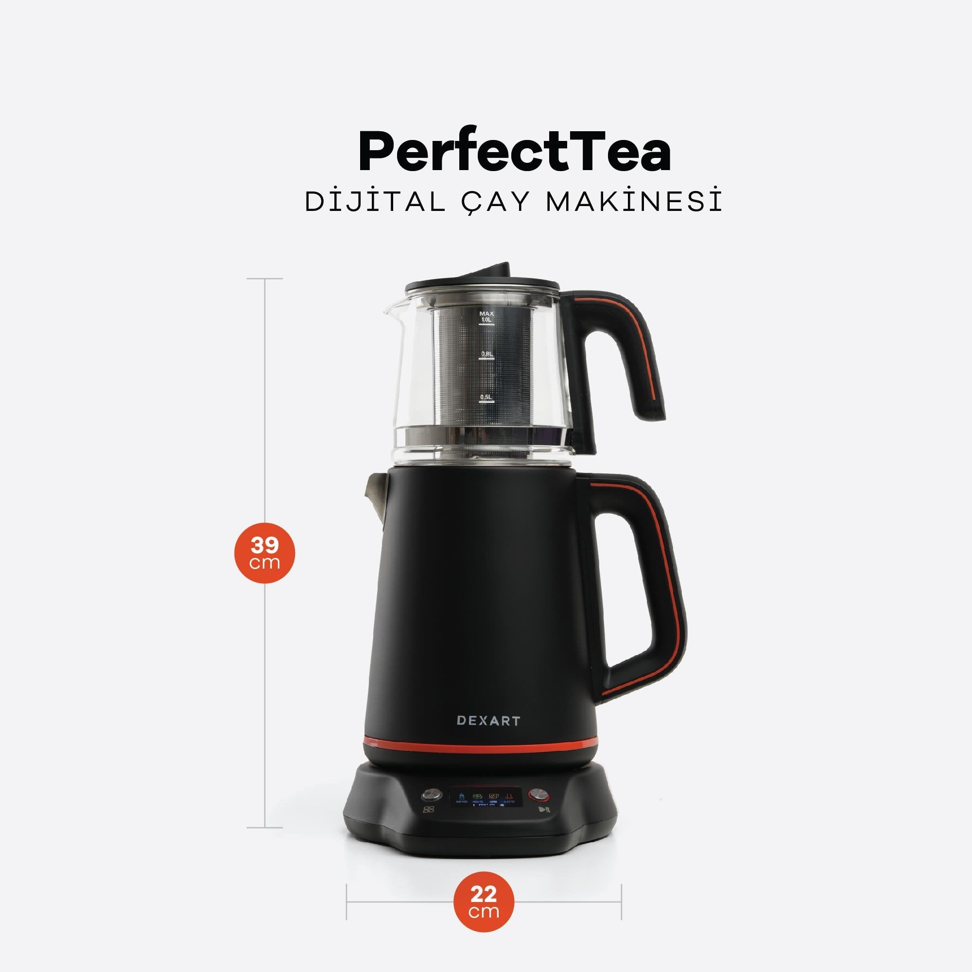 Dexart PerfectTea Dijital Çay Makinesi Black Steel