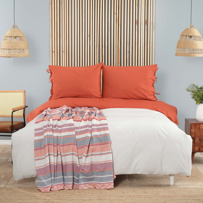 Karaca Home Basic Terecota Taş Çift Taraflı Çift Kişilik Nevresim Pike Takımı