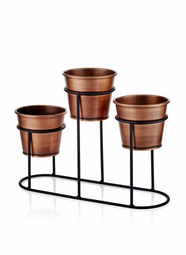 Saksı 3 Lü Set - Bakır