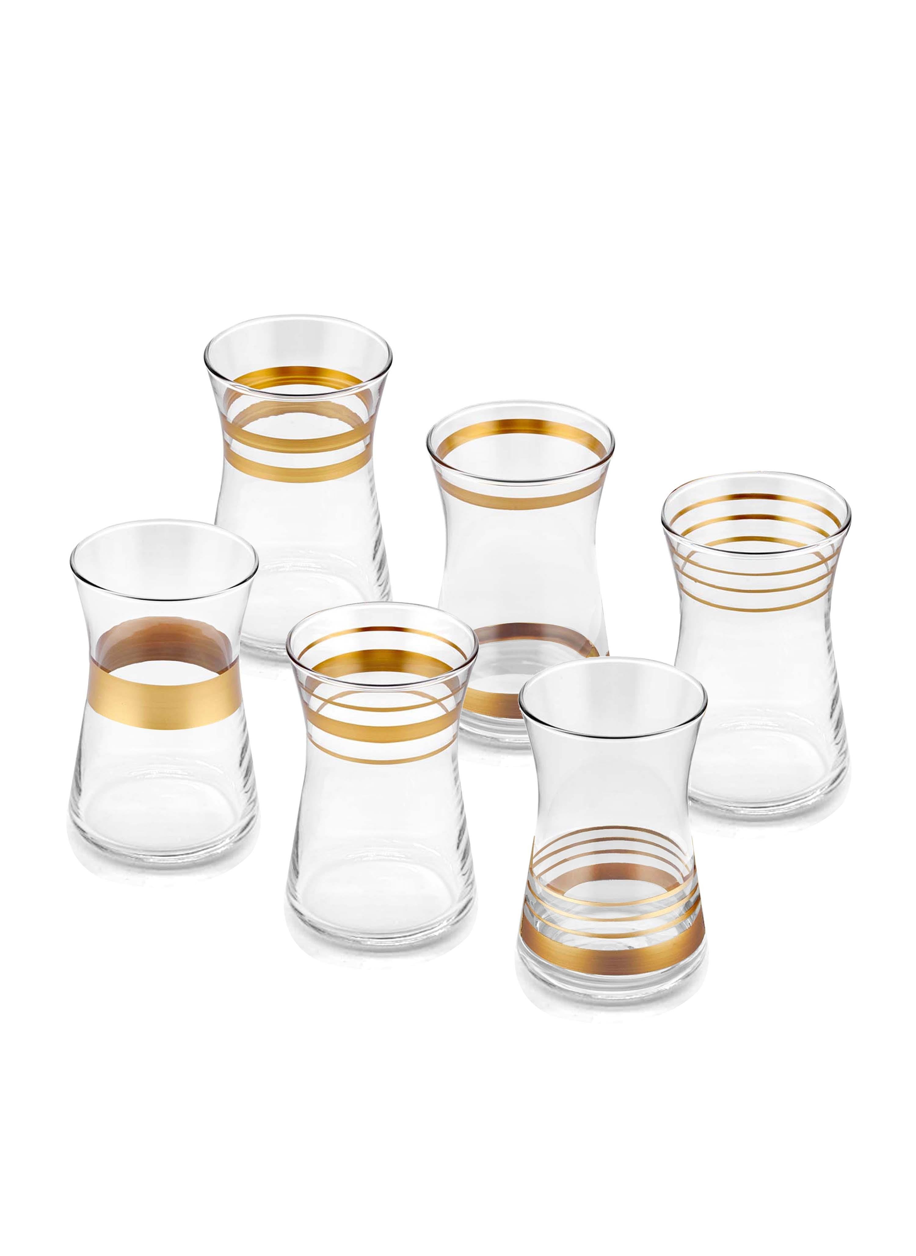 Lines Çay Bardağı 6 Adet - Altın