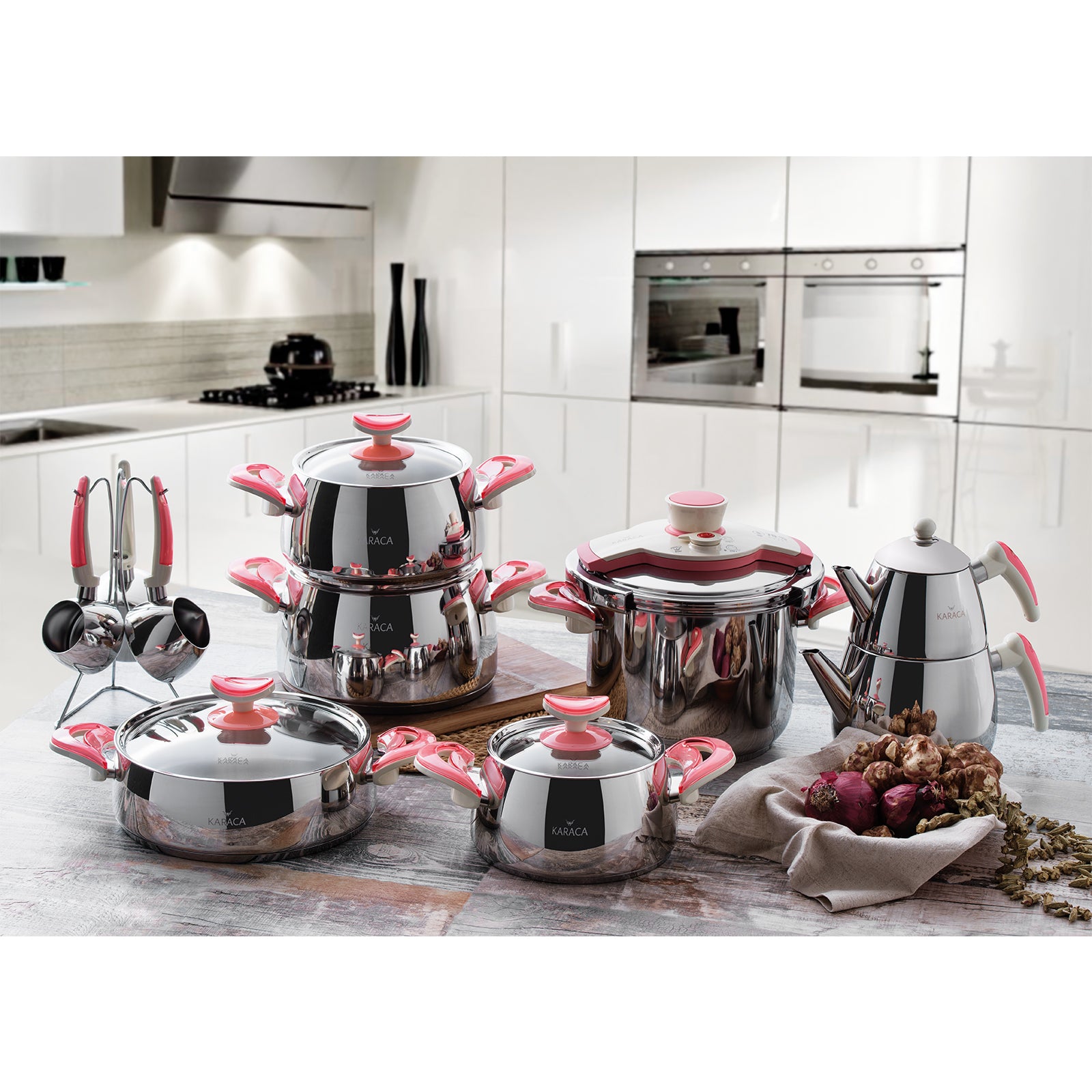 Karaca Nilüfer 18 Piece Steel Cookware Set Baby Mouth