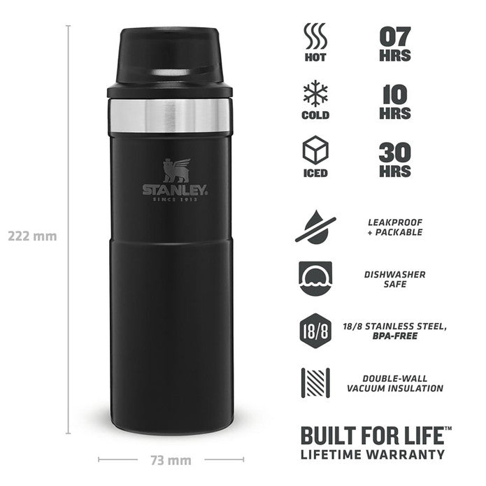 Stanley Classic Trigger Action Black Travel Mug Hand Thermos 0.47 Lt