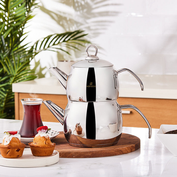 Karaca Belinay Midi Metal Teapot Set with Induction Base