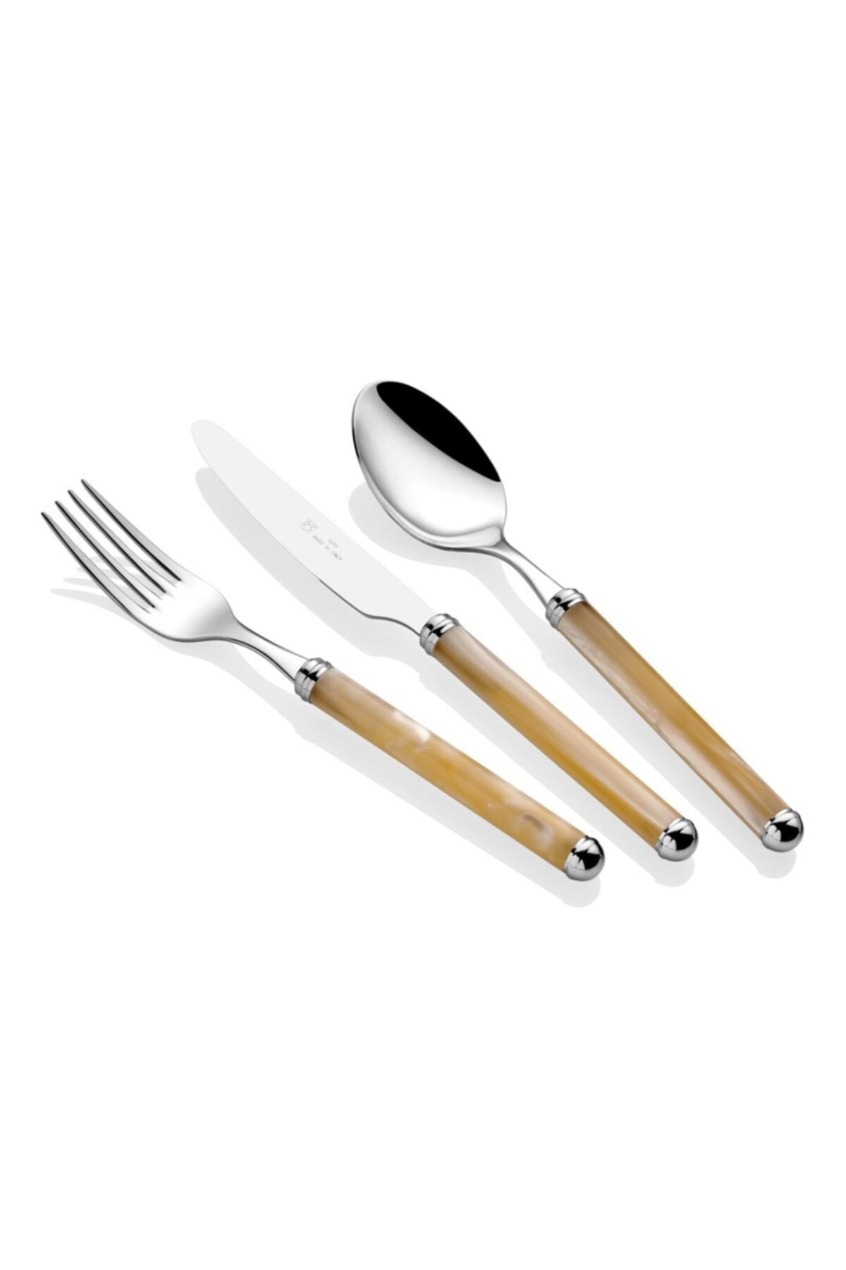 Krem Saplı 75 Parça Çatal Bıçak Kaşık Seti