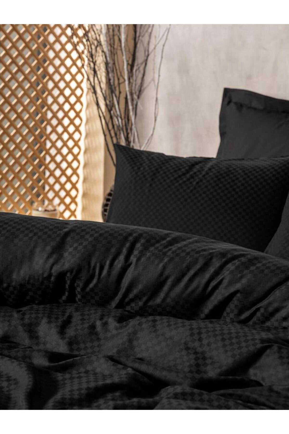 Plaid Ranforce Double Duvet Cover Set Black