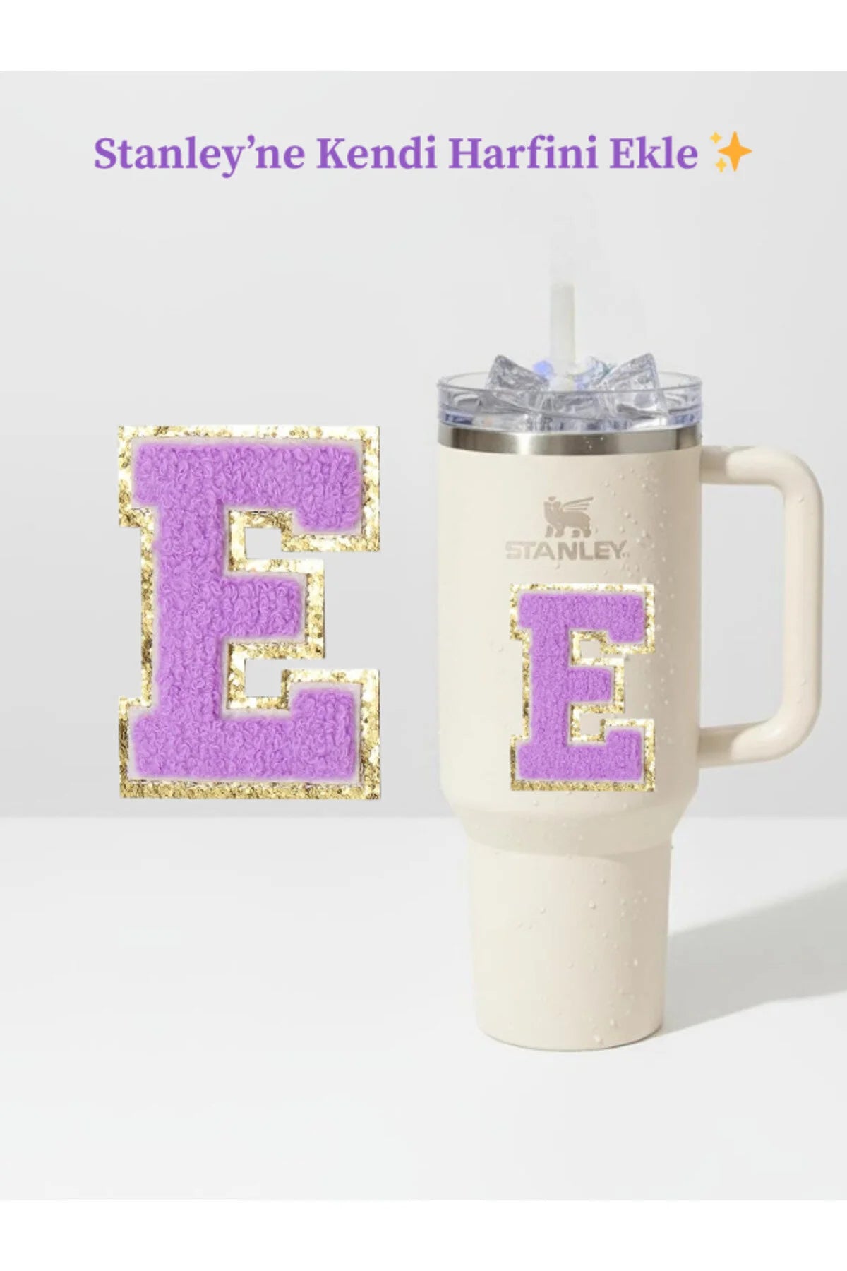 Stanley Quencher Uyumlu Premium Harf Sticker / Aksesuar – Tekstil Kaplama Kişiselleştirilmiş Tasarım