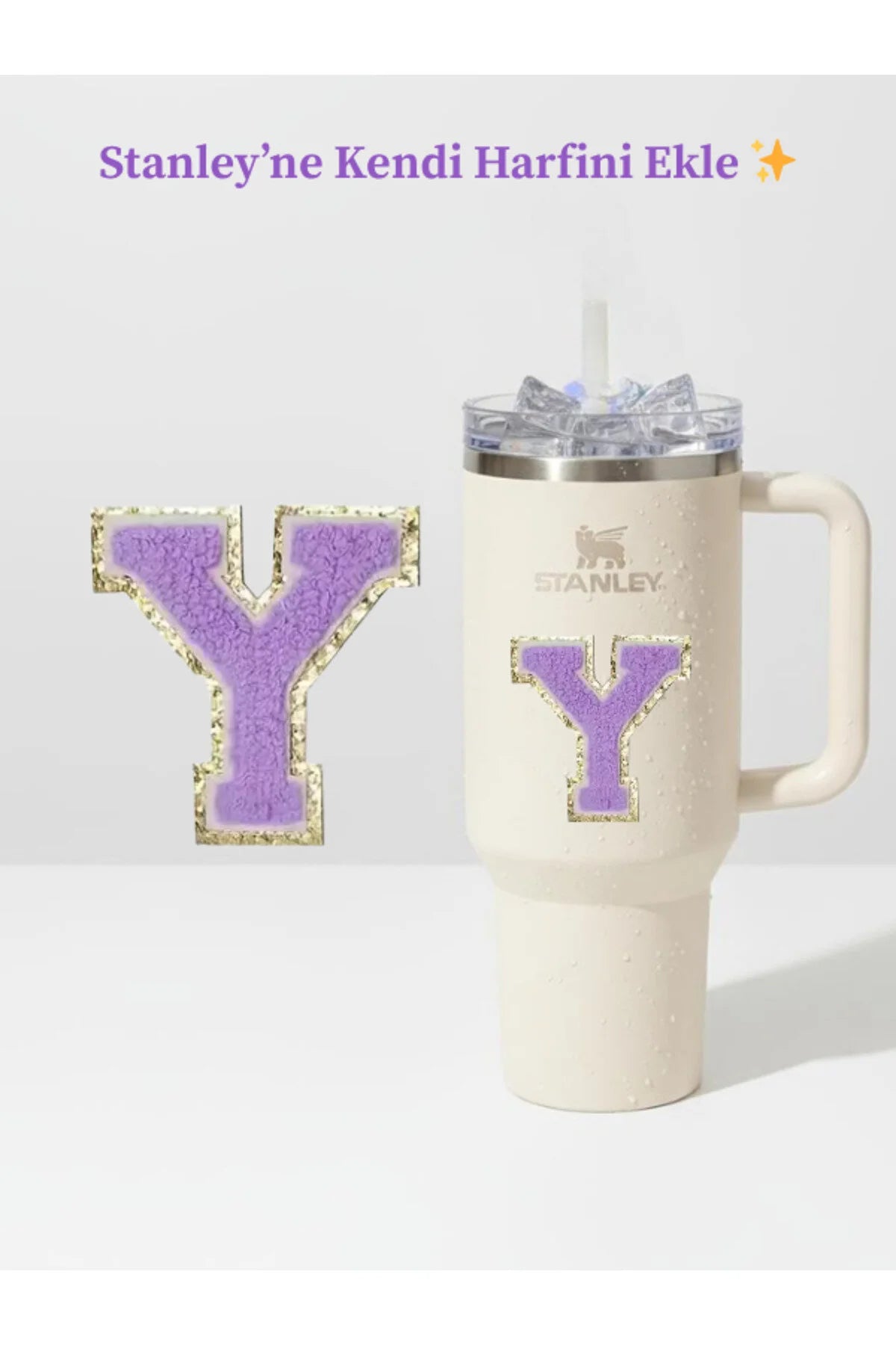 Stanley Quencher Uyumlu Premium Harf Sticker / Aksesuar – Tekstil Kaplama Kişiselleştirilmiş Tasarım