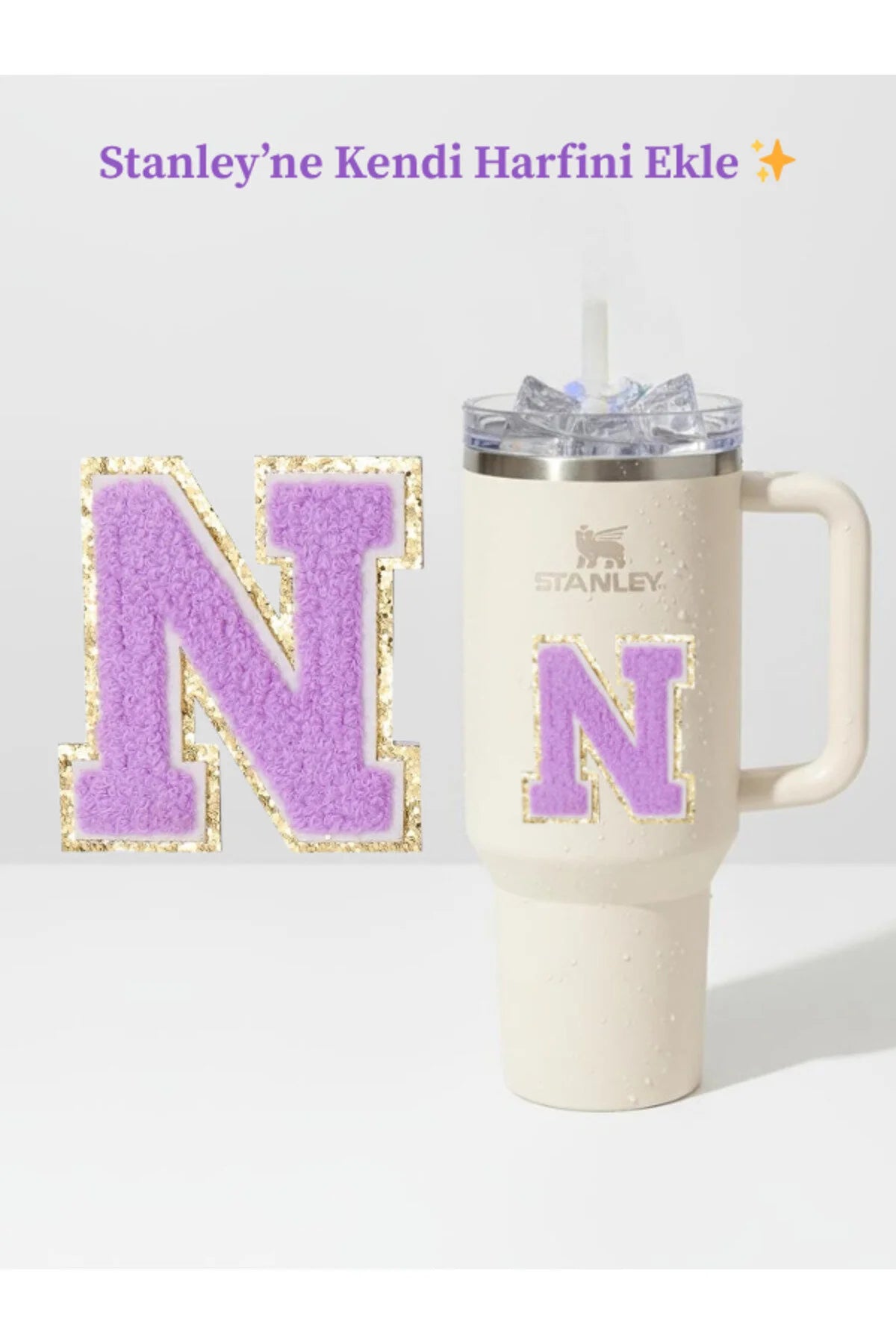 Stanley Quencher Uyumlu Premium Harf Sticker / Aksesuar – Tekstil Kaplama Kişiselleştirilmiş Tasarım