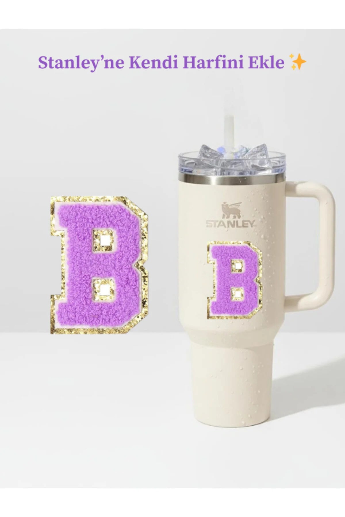 Stanley Quencher Uyumlu Premium Harf Sticker / Aksesuar – Tekstil Kaplama Kişiselleştirilmiş Tasarım