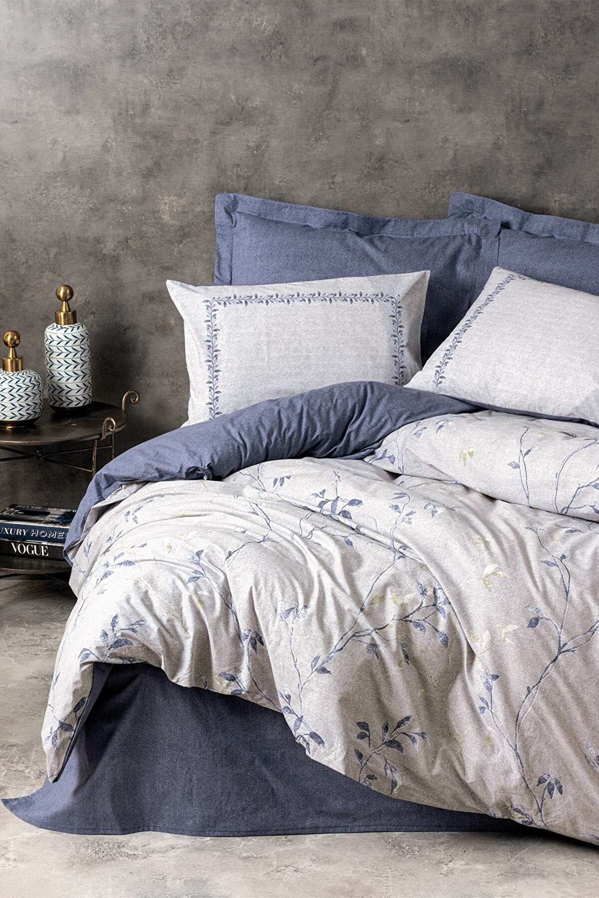 Double Duvet Cover Set Nitsa Navy Blue