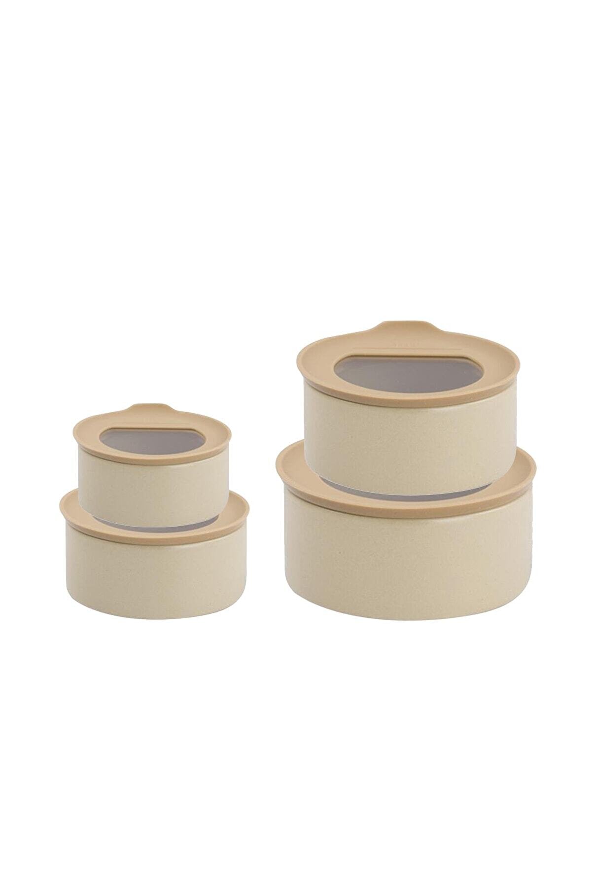 FIKA ONE CERAMIC STORAGE CONTAINER SET 4 PIECES BEIGE