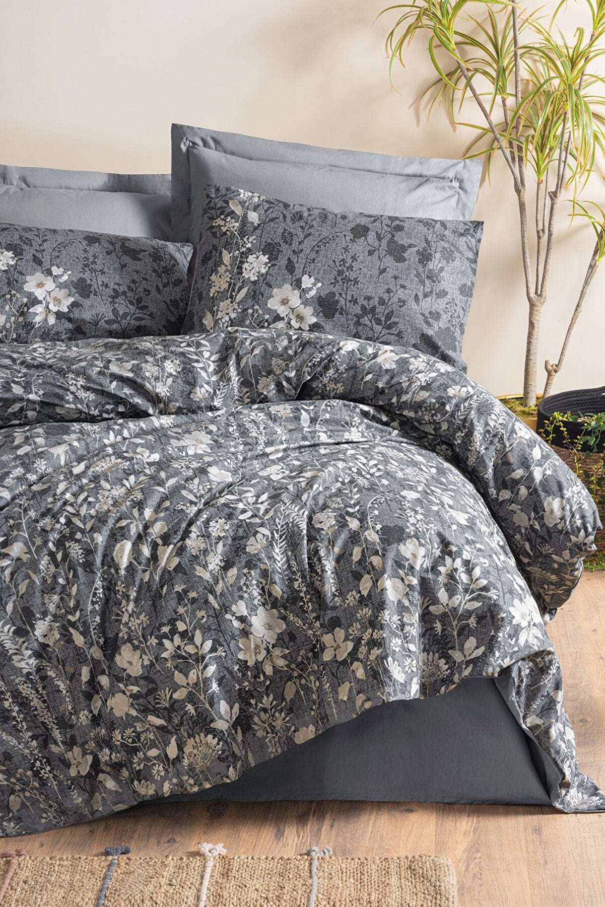 COMELY ANTHRACITE DOUBLE DUAL RANFORCE DUVET COVER SET