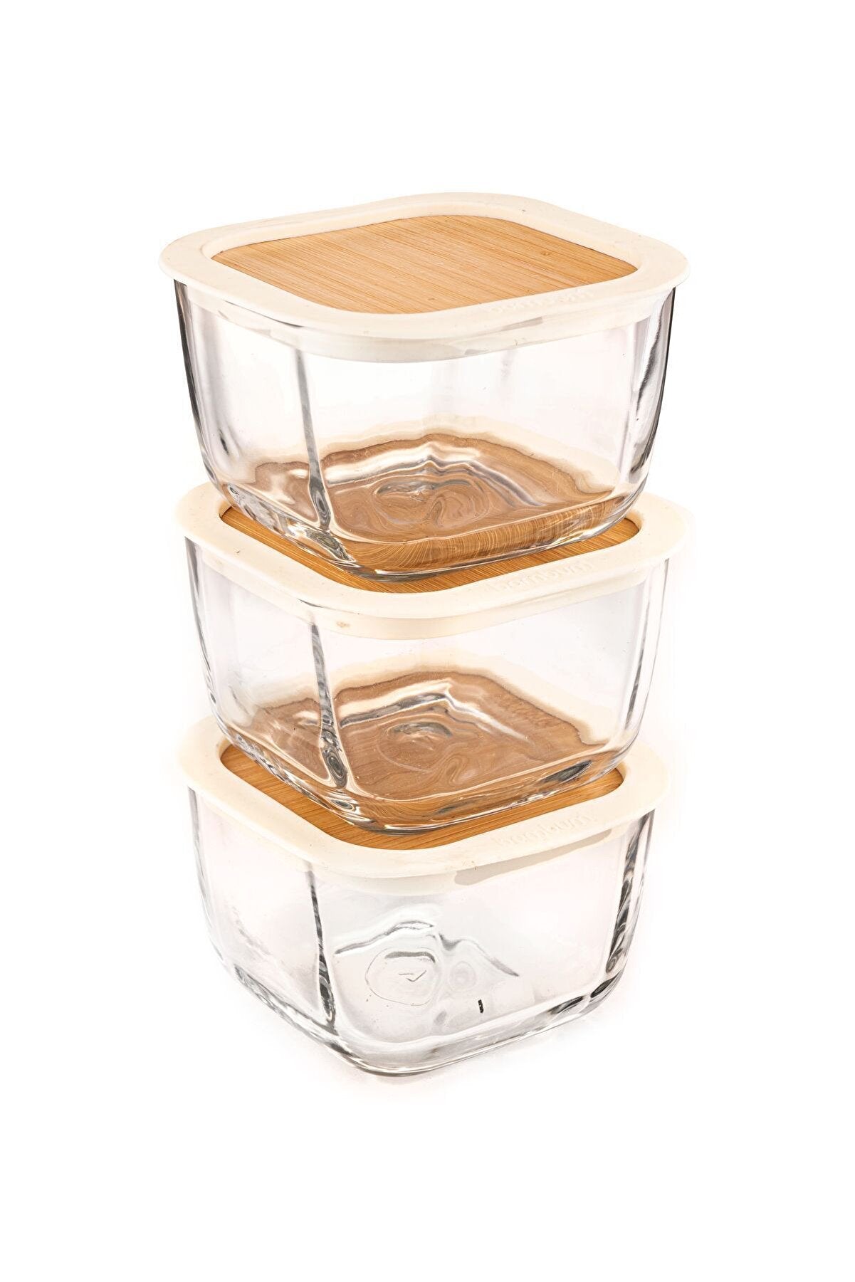 Bambum Trios - 3-Piece Leakproof Breakfast Bowl with Lid Small Beige