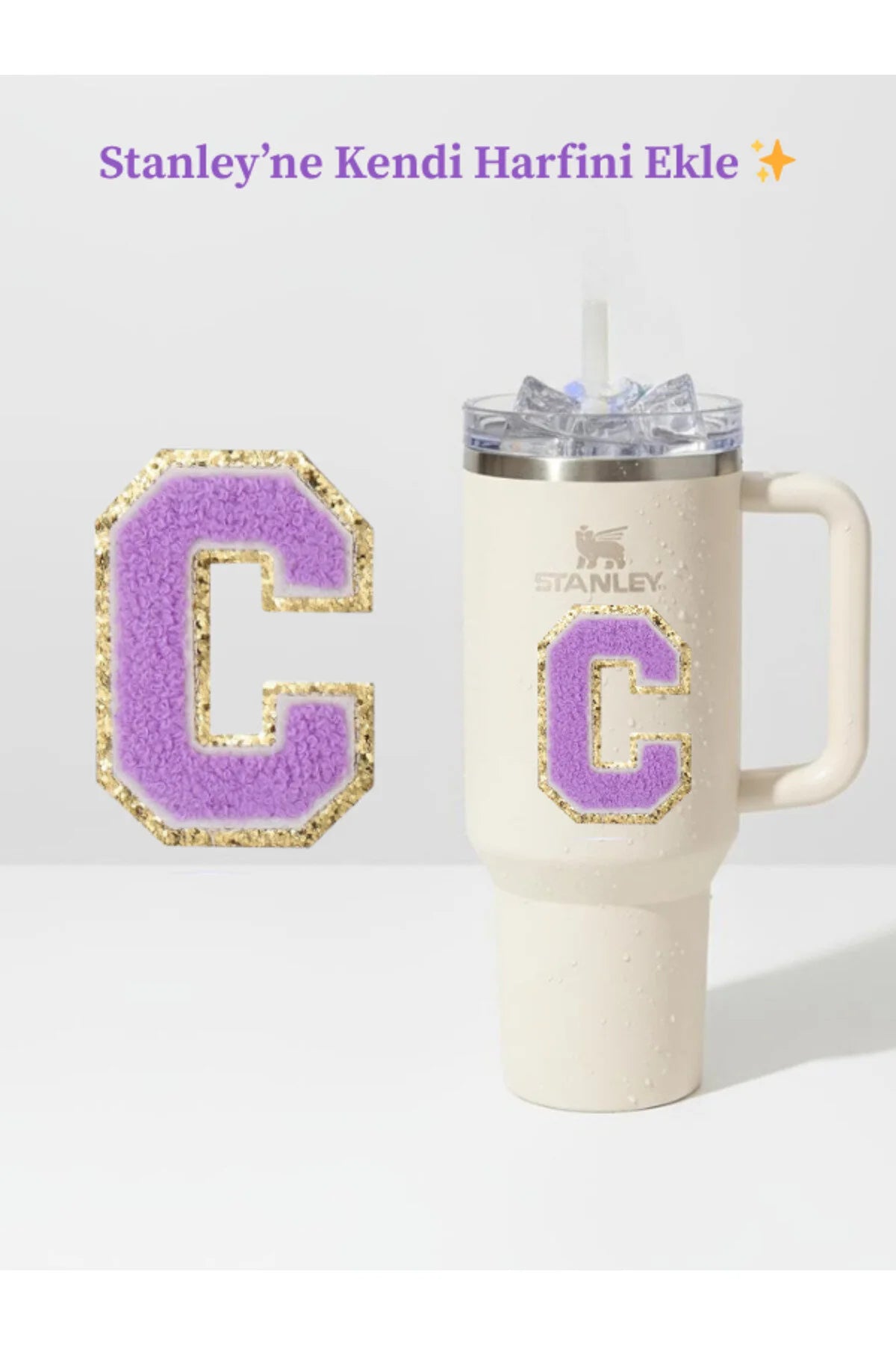 Stanley Quencher Uyumlu Premium Harf Sticker / Aksesuar – Tekstil Kaplama Kişiselleştirilmiş Tasarım