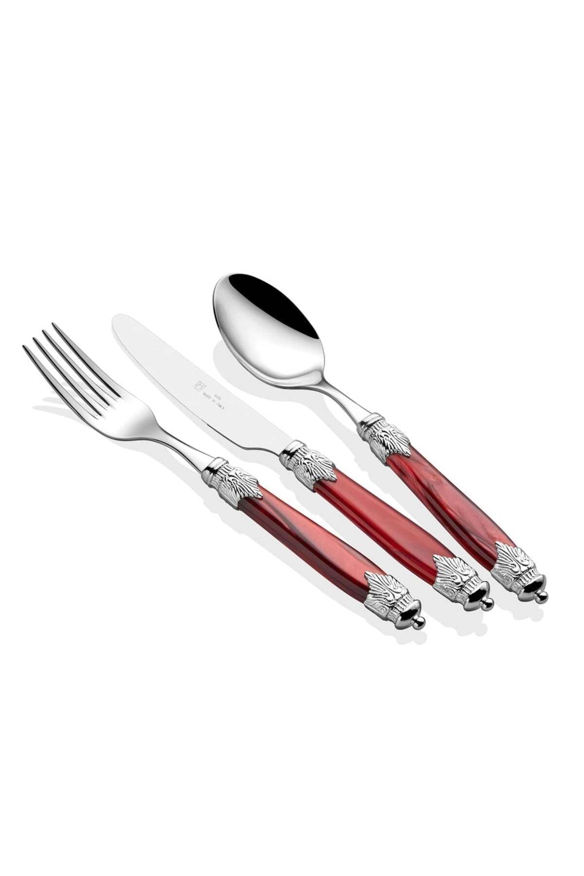 Arianna Chrome Bordo 75 Parça Çatal Bıçak Seti