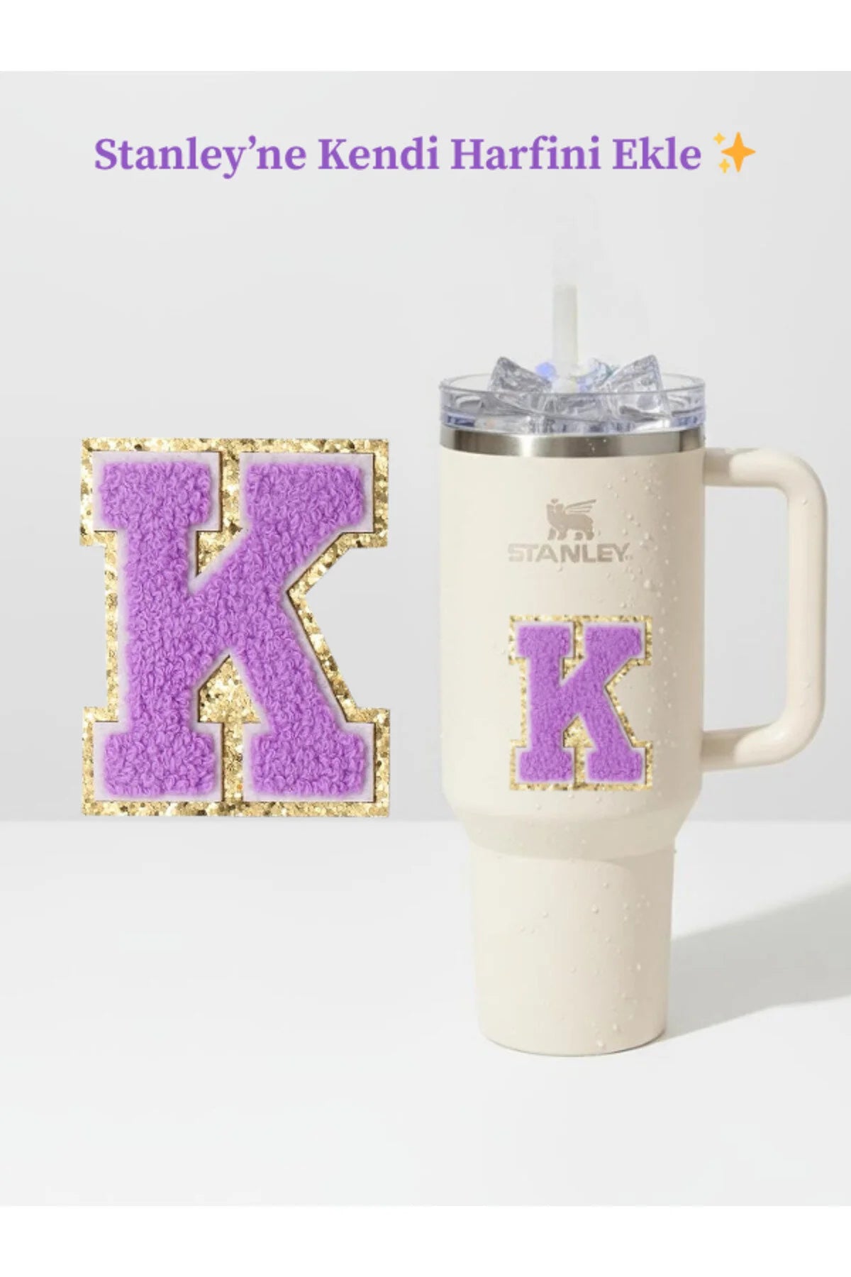 Stanley Quencher Uyumlu Premium Harf Sticker / Aksesuar – Tekstil Kaplama Kişiselleştirilmiş Tasarım