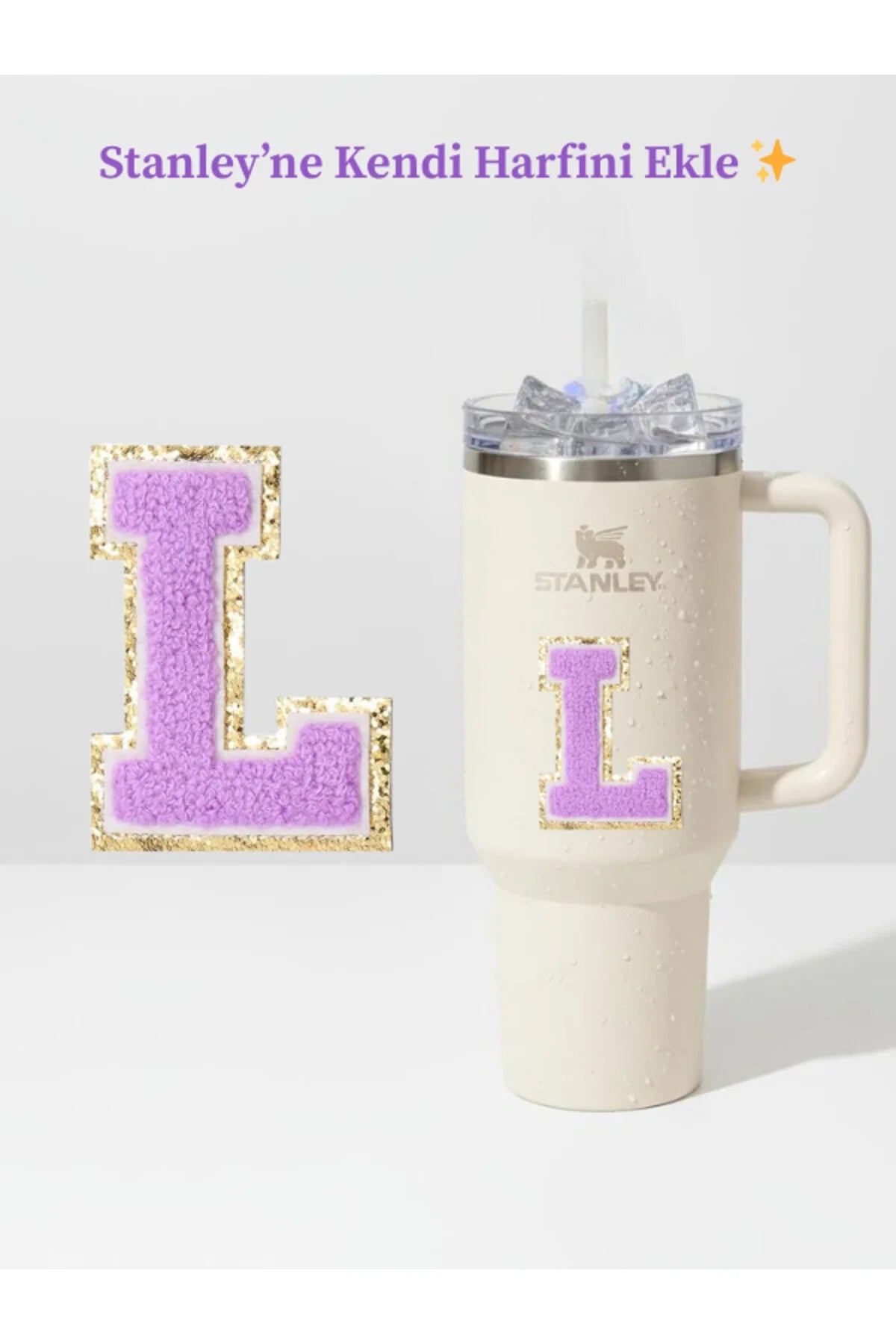 Stanley Quencher Uyumlu Premium Harf Sticker / Aksesuar – Tekstil Kaplama Kişiselleştirilmiş Tasarım
