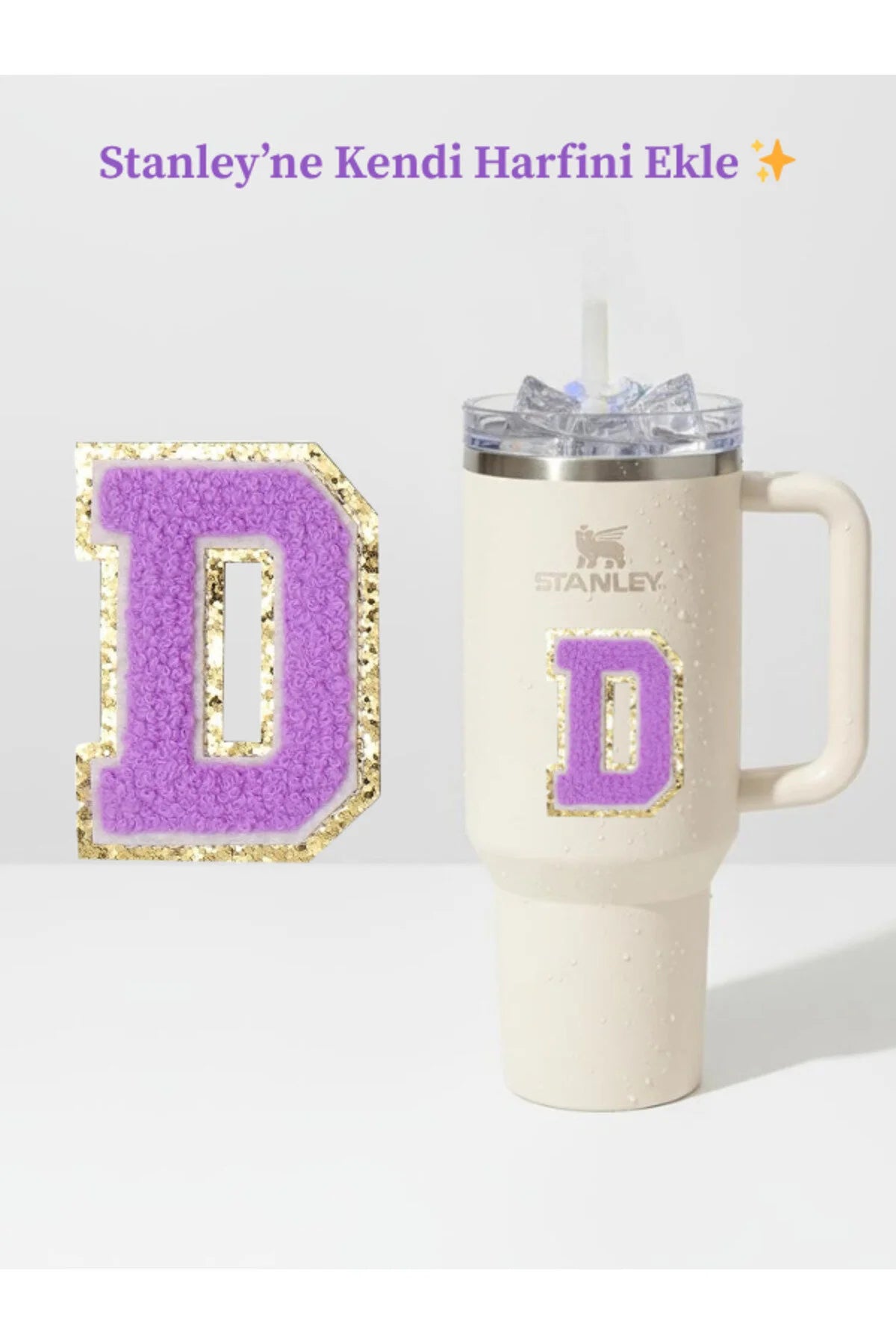 Stanley Quencher Uyumlu Premium Harf Sticker / Aksesuar – Tekstil Kaplama Kişiselleştirilmiş Tasarım