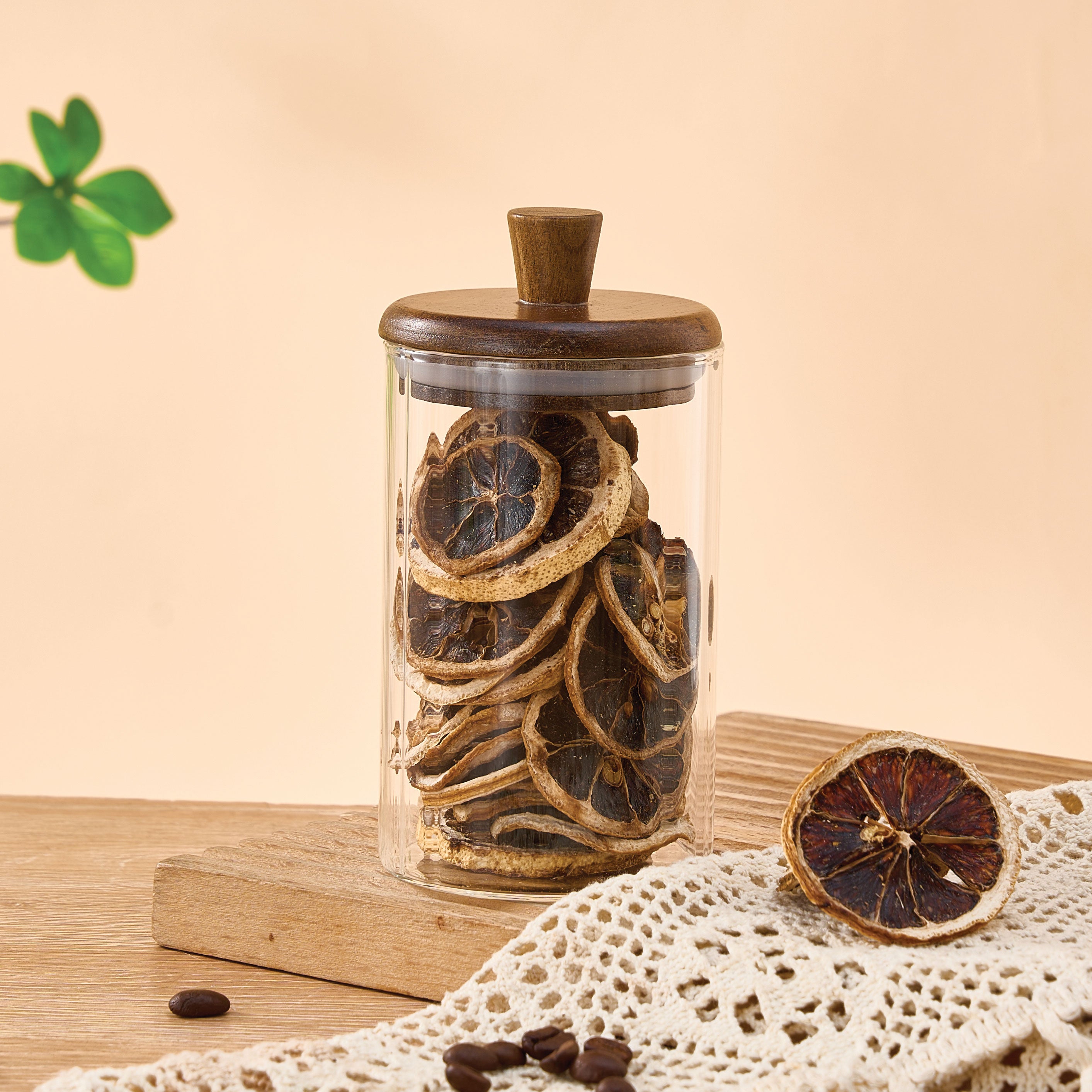 Mien Line Akasya Kapaklı Cam Kavanoz Saklama Kabı 420 ml