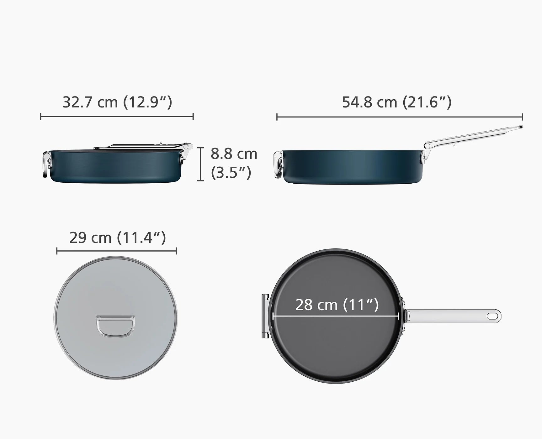 Joseph Joseph Space Katlanır Saplı Seramik Yapışmaz 28cm Sote Tavası ve Kapağı
