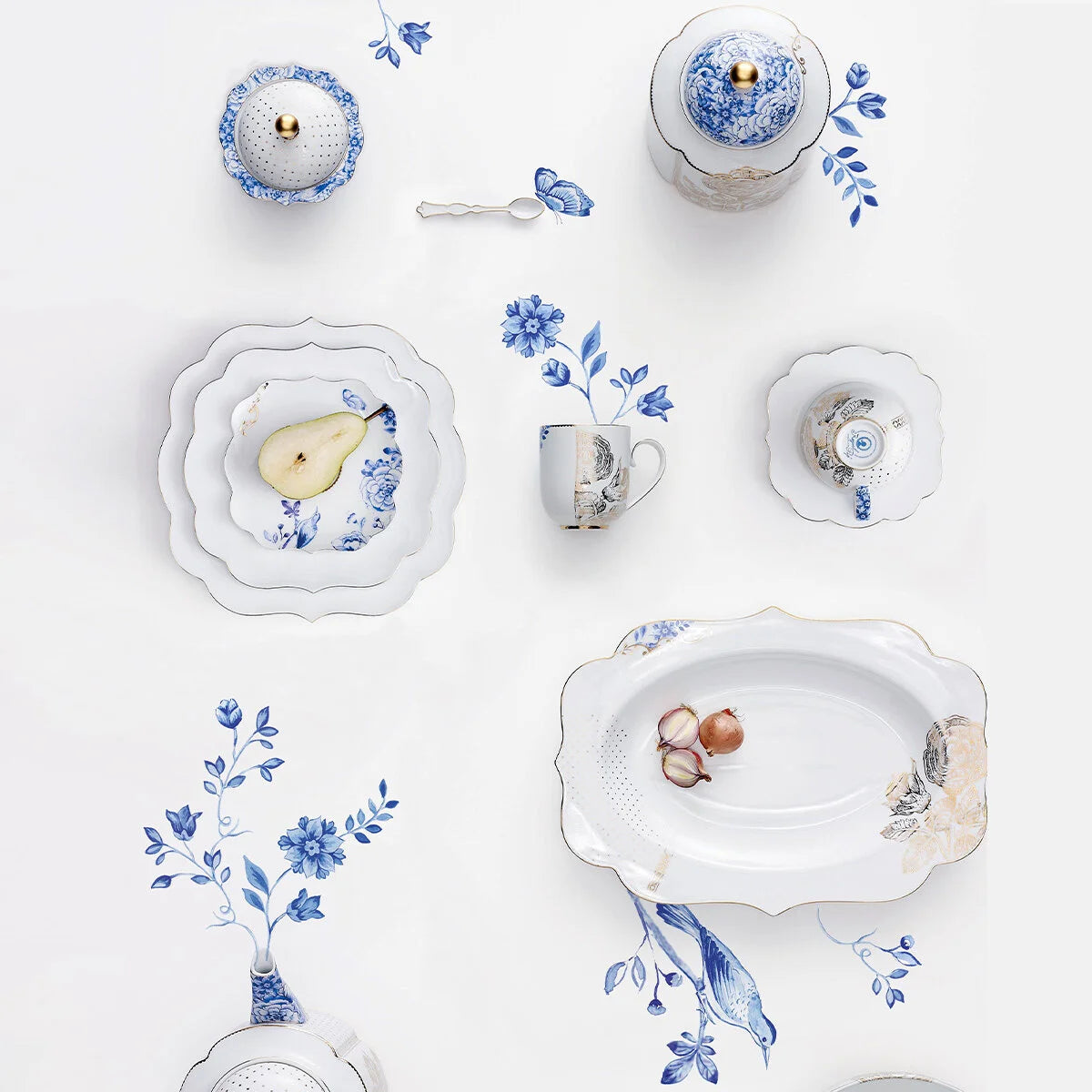 Pip Studio Mavi Beyaz Porselen Kupa 325 Ml Royal White Collection