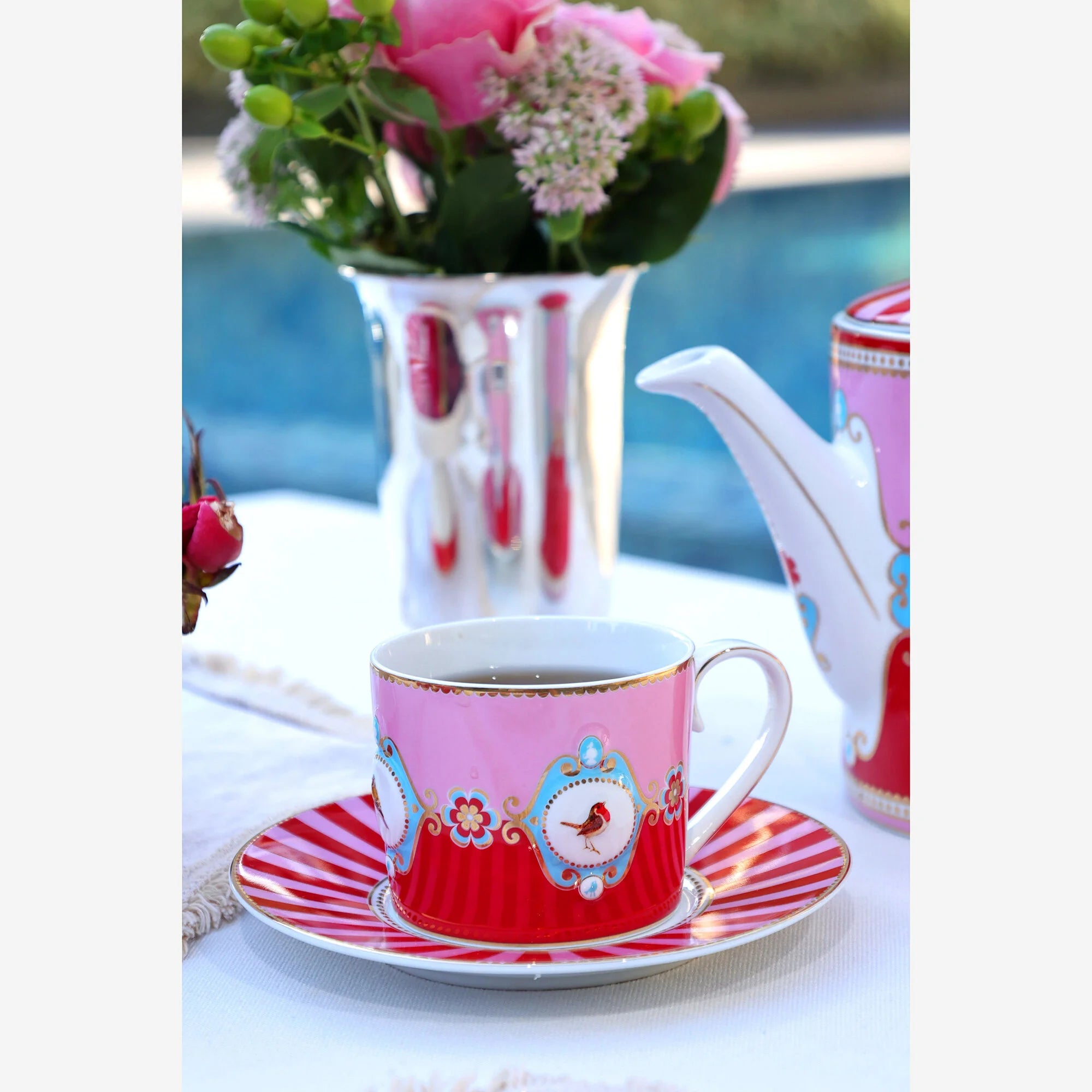 Pip Studio Kırmızı Pembe Porselen Çay Fincanı 200ml Love Birds Collection