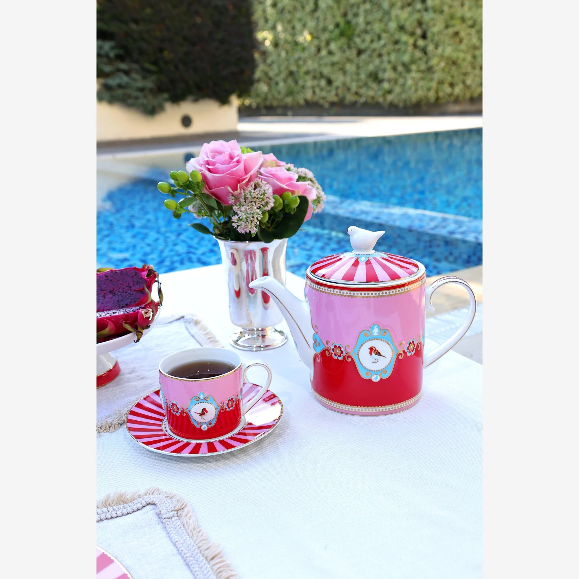Pip Studio Kırmızı Pembe Porselen Çay Fincanı 200ml Love Birds Collection