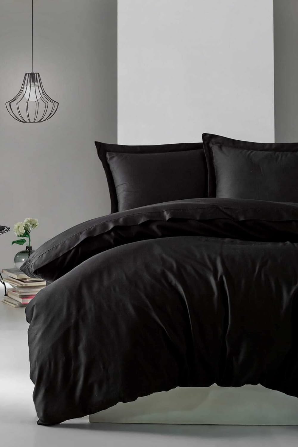 Elegant Series Satin Double Duvet Cover Set Black