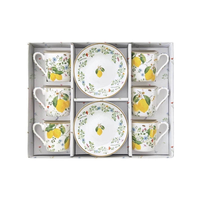 Easy Life Fleurs Et Citrons 6 Kişilik Kahve Fincanı Seti