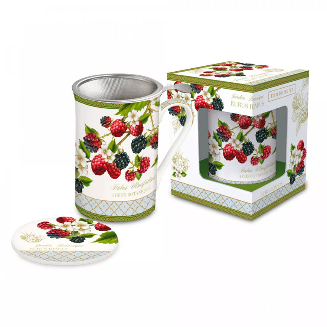 Jardin Botanique Blackberry Porselen Kupa 300 ml. Kapaklı ve Metal demlikli