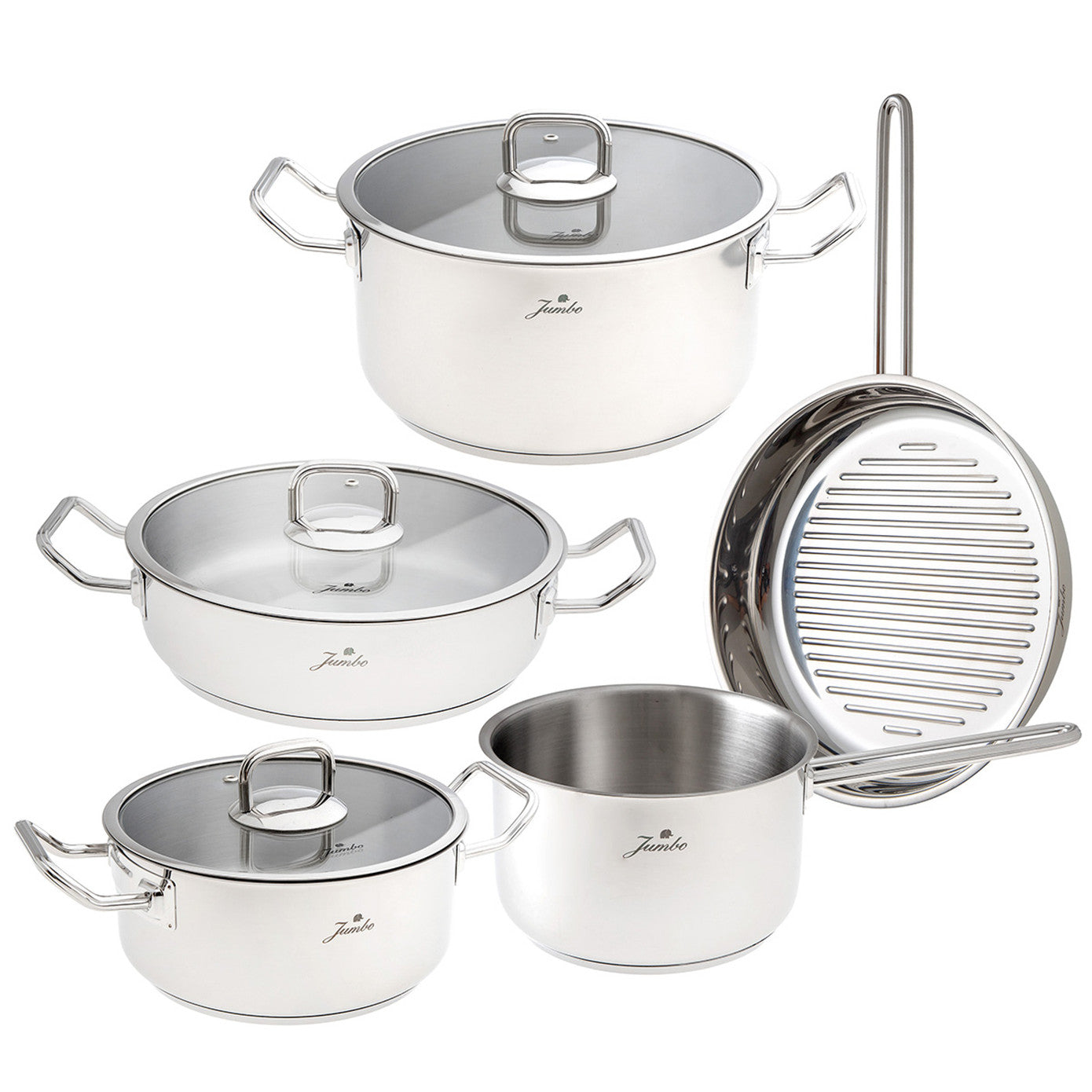 Jumbo Proshine Steel 8 Piece Cookware Set