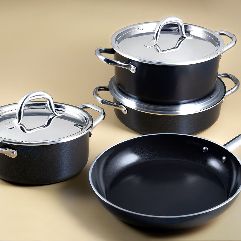 Jumbo Swiss Crystal Black Cookware Set 7 Pieces