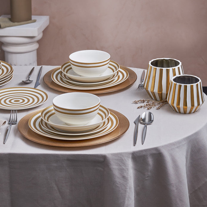 Karaca Sunshine Gold 24 Piece Porcelain Dinner Set for 6 Persons