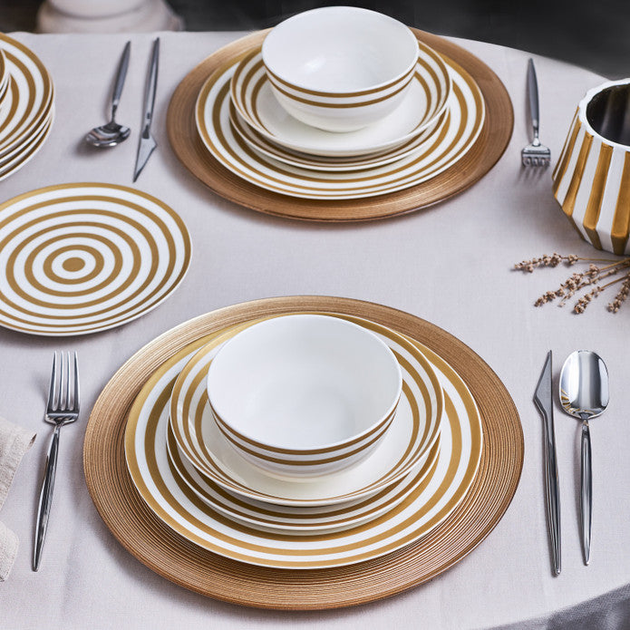 Karaca Sunshine Gold 24 Piece Porcelain Dinner Set for 6 Persons