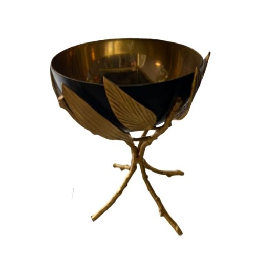 Metal Bowl with Leaf Branches