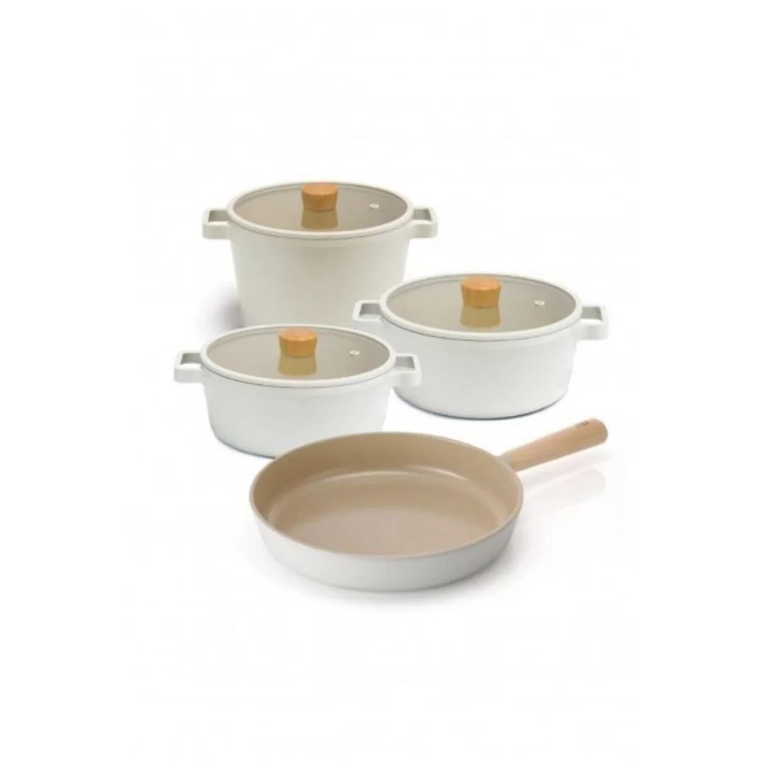 FİKA BEIGE POT AND PAN SET 9 PIECES