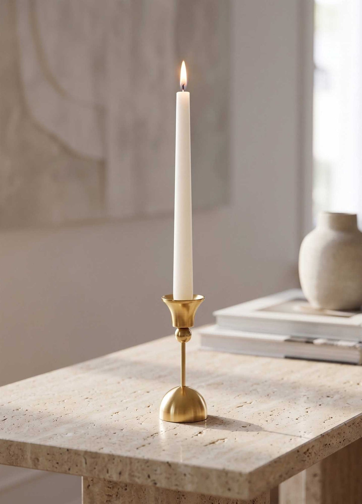 The Mia Brass Pirinç Şamdan ve Tealight Mumluk 15 Cm