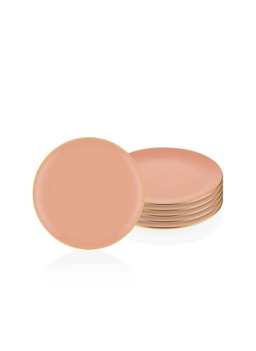 The Mia Basic Pasta Tabağı 6'lı Set Somon Pembe - 19cm
