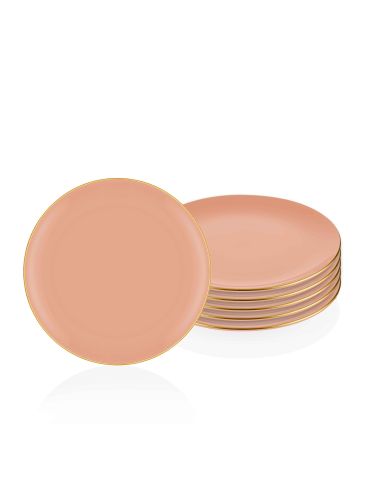 The Mia Basic Servis Tabağı 6'lı Set Somon Pembe - 26cm