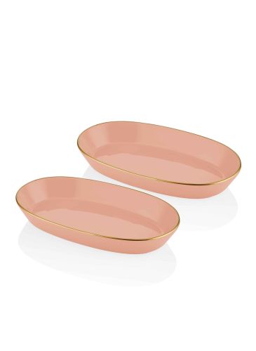 The Mia Basic Oval Servis Tabağı Somon Pembe 2'li Set 29cm