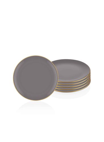 The Mia Basic Pasta Tabağı 6'lı Set Gri - 19cm