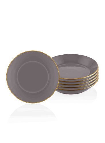 The Mia Basic Yemek Tabağı 6'lı Set Gri - 20cm