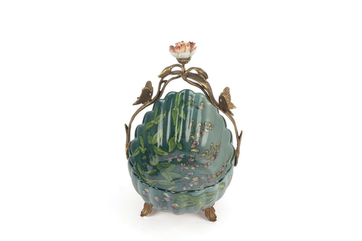 Mikasa Moor Turkuaz Yapraklı Antik Dekoratif Tabak 24x15x24cm