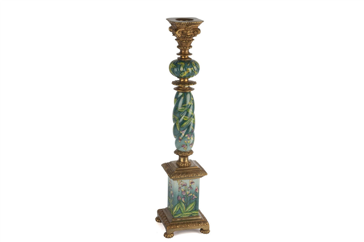 Mikasa Moor Turkuaz Yapraklı Antik Mumluk 10x44cm