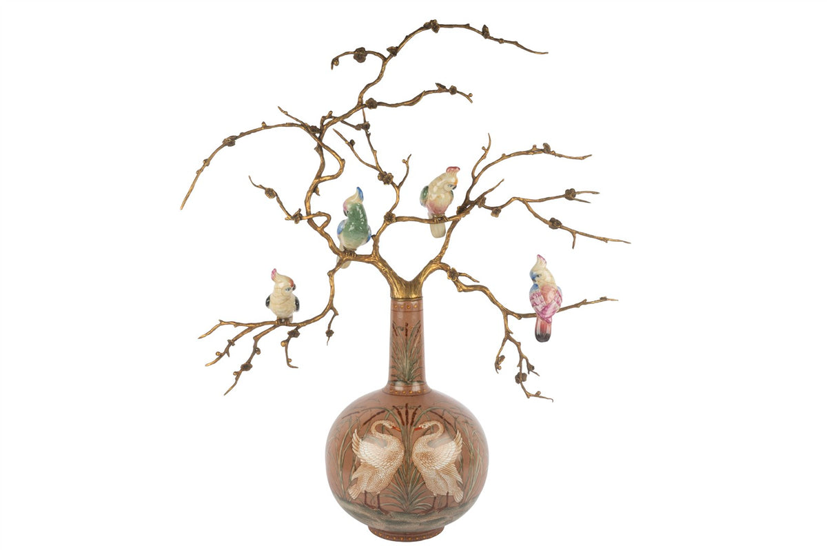 Mikasa Moor Kahverengi Kuğulu Antik Dallı Dekoratif Küp 62x70cm